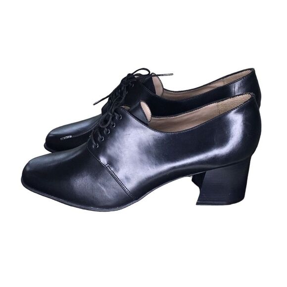 Wesley & Co Shoes Women’s 10 M Vtg Lace Up Black Leather Dark Gothic‎ Steam Punk - Picture 6 of 12